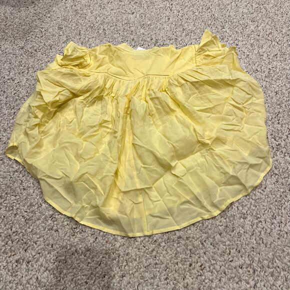 NWT Madewell Shirred Lace Trim Top Sz S Yellow Preppy Casual Boho Cottage - Picture 6 of 7